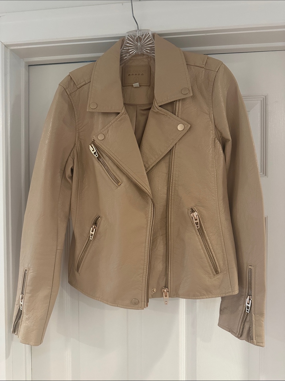Blank NYC Tan Faux Leather Moto Jacket